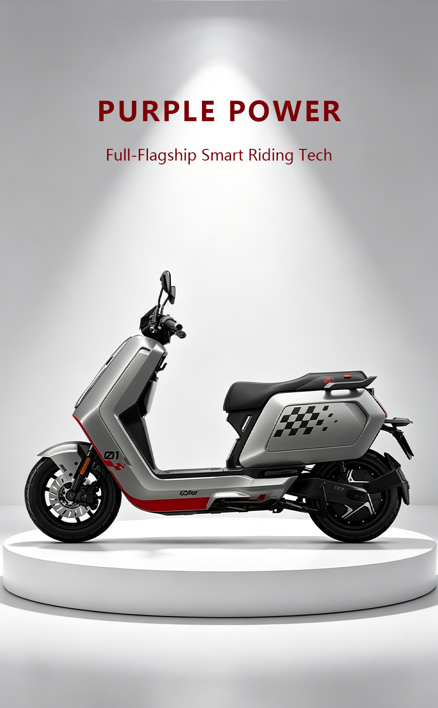 TuTe Silver-Red Flagship High-Power Electric Motorcycle
